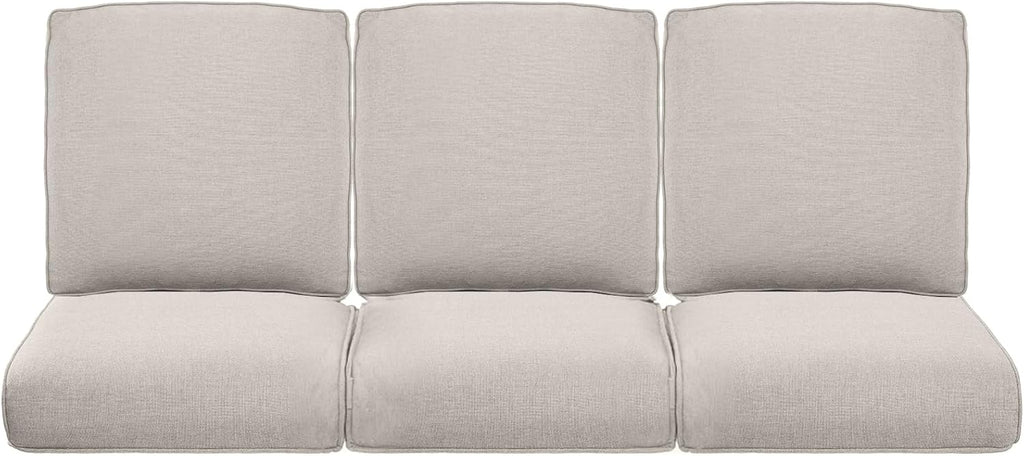 Pop 22x25/22x24 Outdoor Cushions for Patio Couch Chairs Set of 3 - High Back Comfy Outside Seat Cushions for Lawn Wicker Dining Rocker Glider Loveseat 3-Seater Sectional Sofa - Beige/Classic