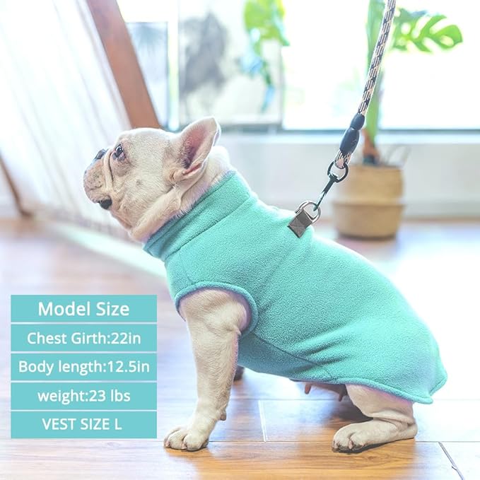 BEAUTYZOO Dog Fleece Vest Sweater Winter Jacket for Small and Medium Dogs with D-Ring Leash Cold Weather Coat Hoodie for XS S M Dogs Boy or Girls,Blue XL
