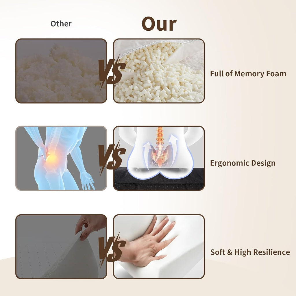 Chair Cushions for Dining Chairs, Tufted Foam Kitchen Chair, Non-Slip Seat Cushions with Ties Set of 4, 15.5" x 15.5" x 4", Black