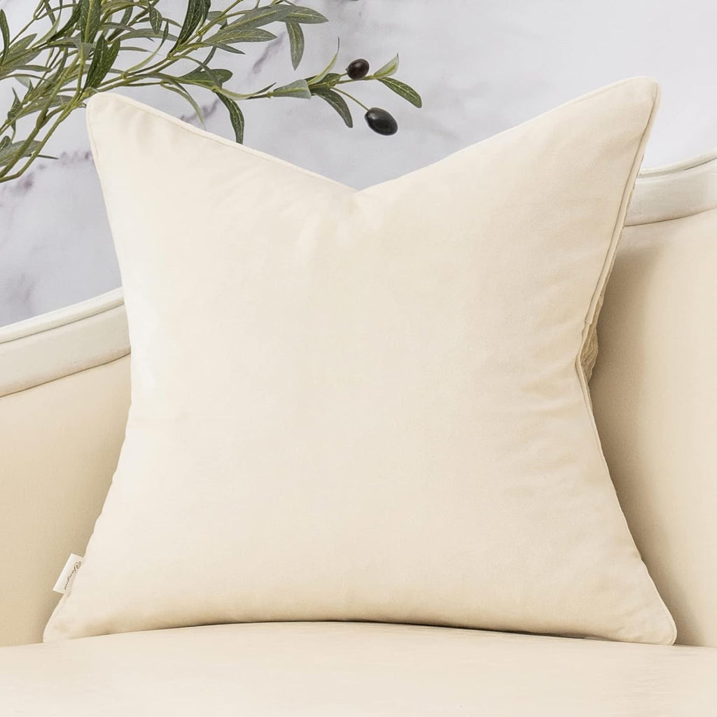 Yangest Beige Twigs Greenish Throw Pillow Cover Branches Velvet Cushion Case Neutral Pillowcase for Sofa Couch Bedroom Living Room Home Decor,20x20 Inch