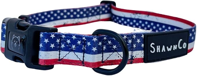 ShawnCo Dream Walk Dog Collar- Premium, Adjustable and Comfortable Pet Collar for Small, Medium, Large and Extra Large Dogs (S, Stars and Stripes)