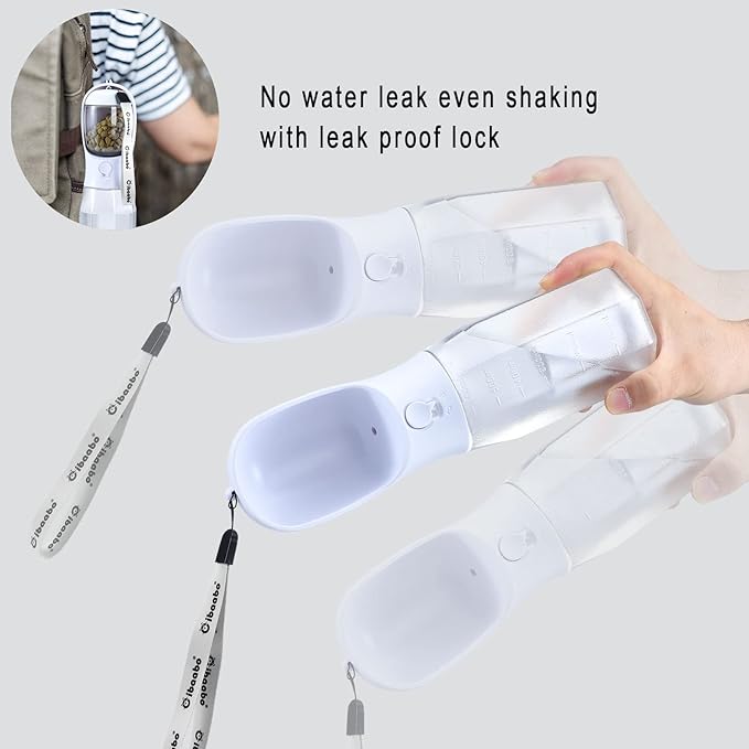 Dog Water Bottle with Food Container & Poop Bag Holder, Travel Water Bowl, Portable Pet Dispenser, Dog Gifts Stuff Accessories Items, Puppy Essentials for Yorkie Chihuahua Walking Hiking