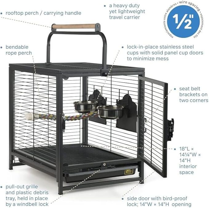 Artisanal Artistry Bird Cage with Handcrafted Design, Intricate Details, Spacious Interior for a Stylish and Comfortable Home Black/Small