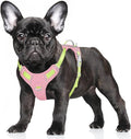 BARKBAY No Pull Dog Harness Large Reflective Dog Harness with Front Clip and Easy Control Handle for Walking Training Running with ID tag Pocket(Baby Pink & Sunlight,S)