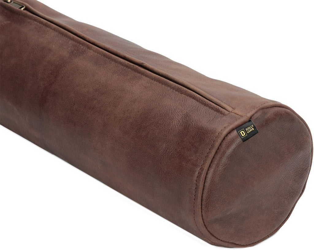 D DOLLY LAMB Goat Leather Cylindrical Cushion Covers - Round Cervical Roll Cylinder Bolster Pillow Cover | Designed for Head, Neck, Back, and Legs, 7x22 Inches - Chiku Brown Pack of 1
