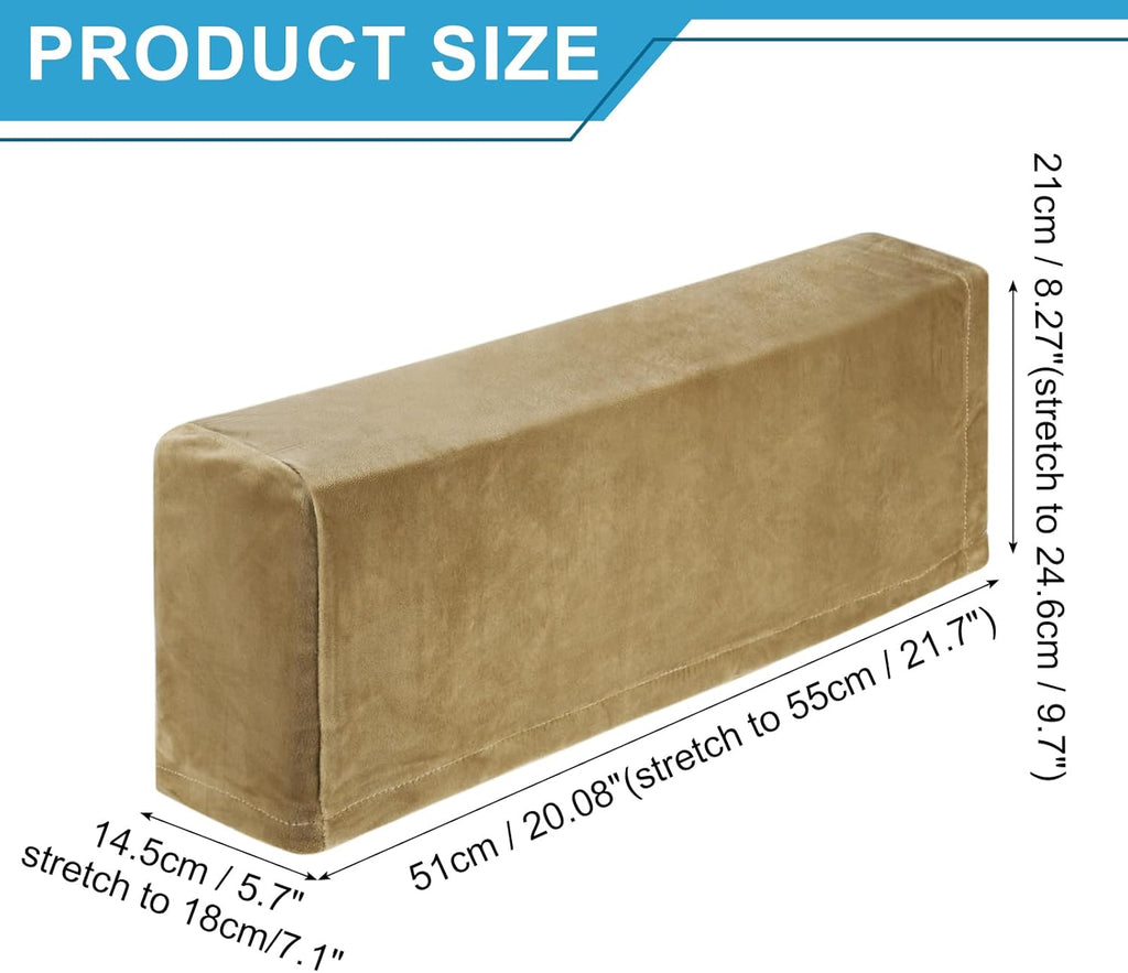 uxcell 2Pcs Stretch Armrest Covers, Polyester Soft Armchair Slipcovers Couch Recliner Arm Cover for Chair Sofa Protector, Taupe