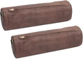 D DOLLY LAMB Goat Leather Cylindrical Cushion Covers - Round Cervical Roll Cylinder Bolster Pillow Cover | Designed for Head, Neck, Back, and Legs, 6x24 Inches - Chiku Brown Pack of 2