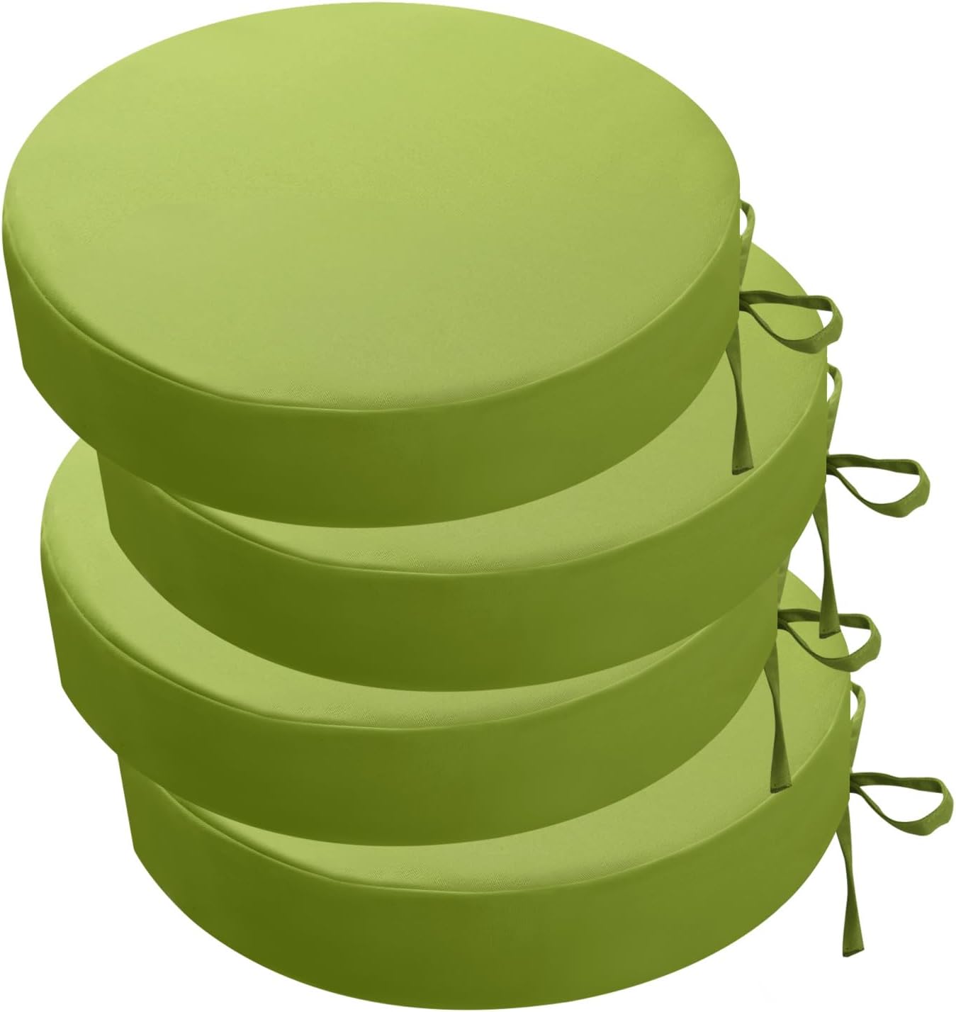 idee-home Outdoor Bistro Chair Cushions, 15”x15”x 3” Thick Outdoor Round Seat Cushions Set of 4 with Ties, Waterproof Round Patio Furniture for Garden