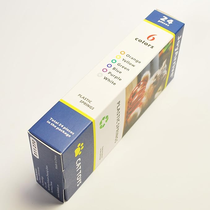 24Pcs 6 Colors Box Stored Springs for Indoor Cats Playing, Interactive Kitten Spiral, Coil Toys, Cat Self-Play Toys, Cat Biting, Swatting, Hunting, Indoor Kitten Springs