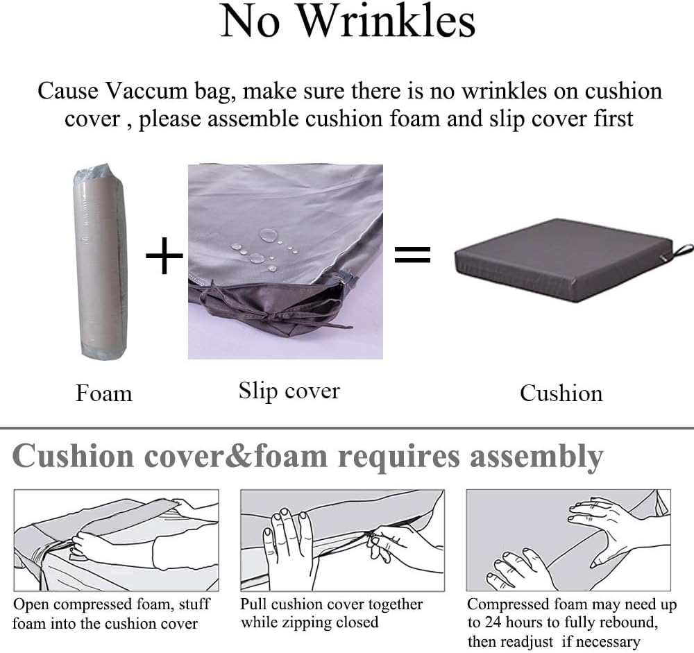 SAMTY 18 x 18 Inch Outdoor Chair Cushions for Patio Furniture, UV Resistant Non Slip Waterproof Replacement Patio Seat Cushion with Ties Set of 2, Navy Blue