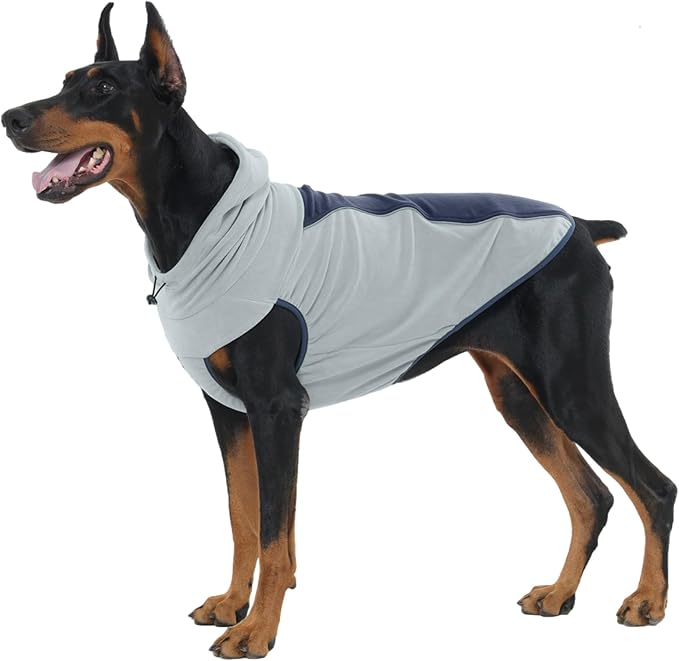 IECOii Fleece Dog Sweater for Large Dogs, Reflective Dog Fleece Sweatshirt Vest with Convenient Leash Hole, Lightweight Turtleneck Sweater for Fall Winter, Warm Great Dane Hoodie, Blue, XXXL