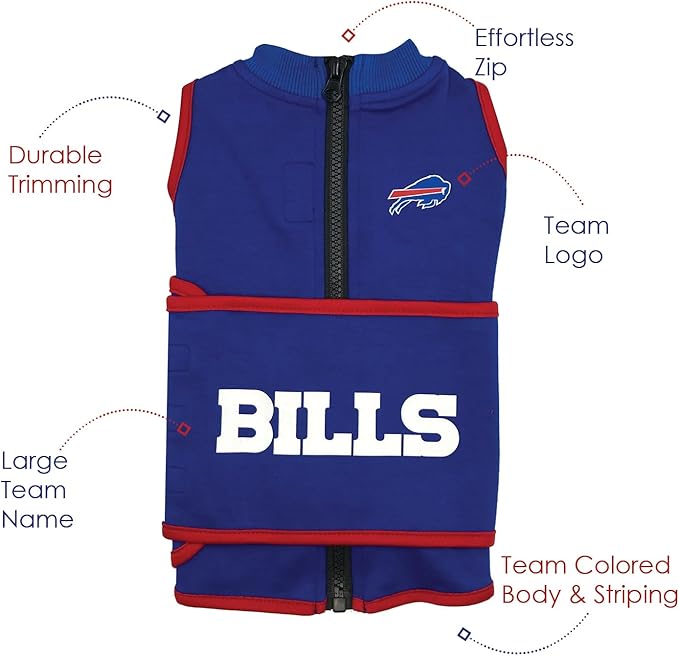 NFL BUFFALO BILLS Dog Anxiety Shirt Calming Soothing Solution Vest, for Dogs & Cats with Anxiety, Fears, Fireworks, Loud Noises, Dark, Lonely Keeps Dogs Calm and Feeling Safe, Relaxing Jacket, X-Small