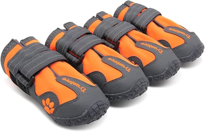 Truelove Dog Boots,Waterproof Pet Shoes with Reflective Straps for Paw Protectors Small Medium Large Dog Summer Winter Snow Outdoor Walking