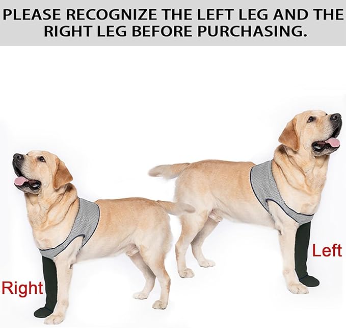 COODEO Dog Socks to Prevent Licking Paws, Healing Boots & Paw Protectors with Non-Slip Bottoms for Wound Protection, Waterproof Sleeve Shoes for Licking（Grey，L_Right