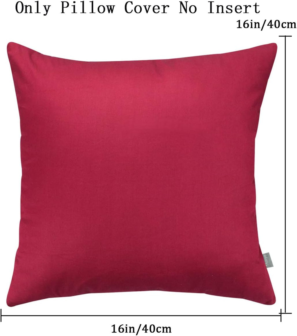 Thmyo 4-Pack 100% Cotton Comfortable Solid Decorative Throw Pillow Case, Square Cushion Cover Pillowcase Sublimation Blank Pillow Covers DIY Throw Pillowcase for Couch(16x16 inch/ 40x40cm,Dark red)