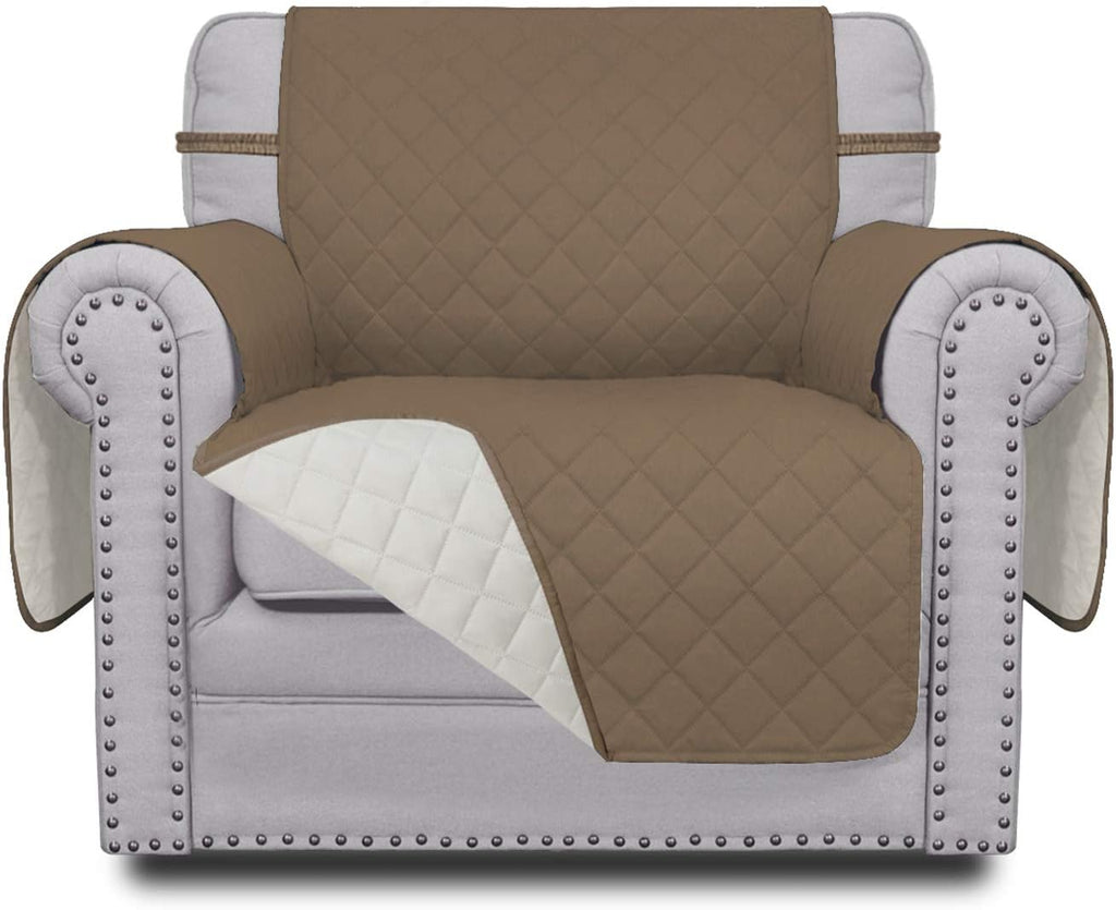 Easy-Going Chair Sofa Slipcover Reversible Sofa Cover Water Resistant Couch Cover Furniture Protector Cover with Elastic Straps for Pets Kids Children Dog Cat (Chair, Camel/Ivory)