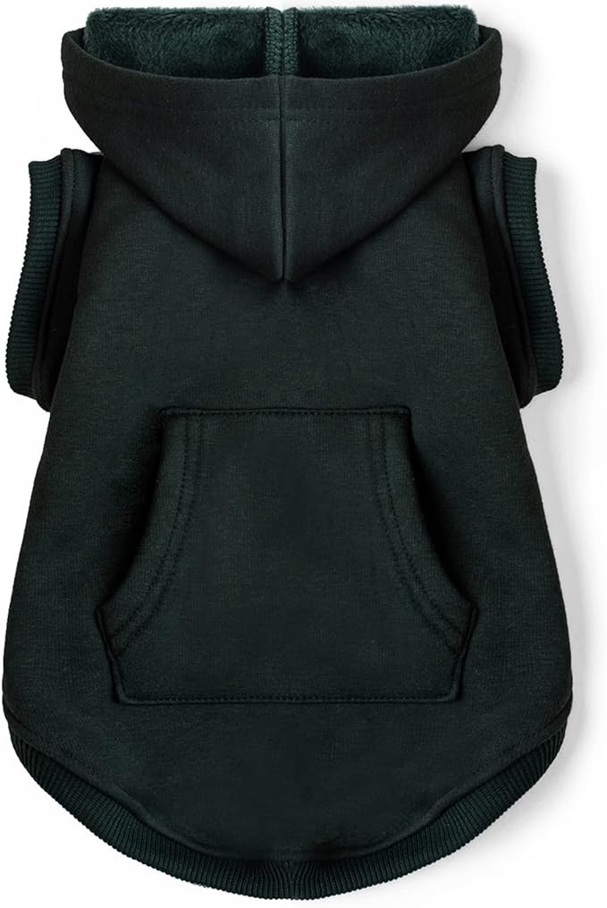 Koneseve Dog Hoodie Fleece Puppy Clothes Warm Sweater with Hat for Small Medium Dogs Cat Hooded Shirt Kitten Pet Basic Sweatshirt with Pocket Doggie Soft Winter Coat Apparel (Green; 2XL)