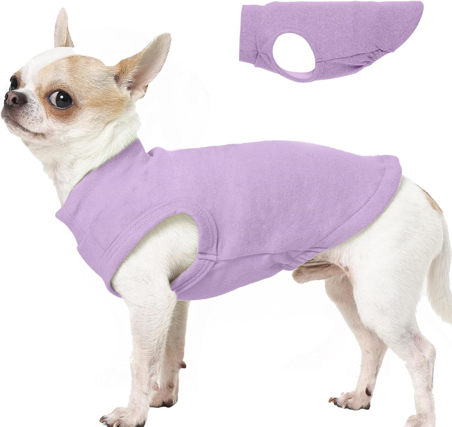 Dog Sweater Fleece - Purple, XS - Stretchable Sleeveless Vest | Warm Lightweight Sweatershirt, Pullover Design for Puppy,Chihuahua Clothes,Autumn/Winter Outdoor Clothing