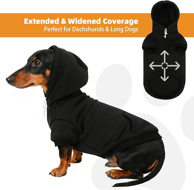 KOOLTAIL Dachshund Dog Hoodie - Soft and Warm Dogs Hoodie Sweater with Leash Hole and Pocket, Pet Winter Coat, Cold Weather Clothes Sweatshirt for Small Medium Large Dogs Puppy Cat Boys Girls M
