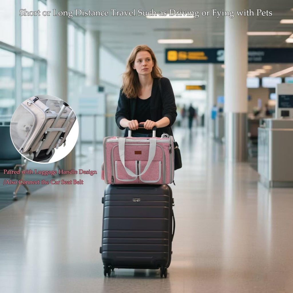 Cat Carriers Soft Pink Small Dogs Carrier Airline Approved,Expandable Pet Bags Softsides Small Dogs Puppy Kitties Rabbit Bunny Carriers Bag Small Animals Travel Outdoor Carry Kennel