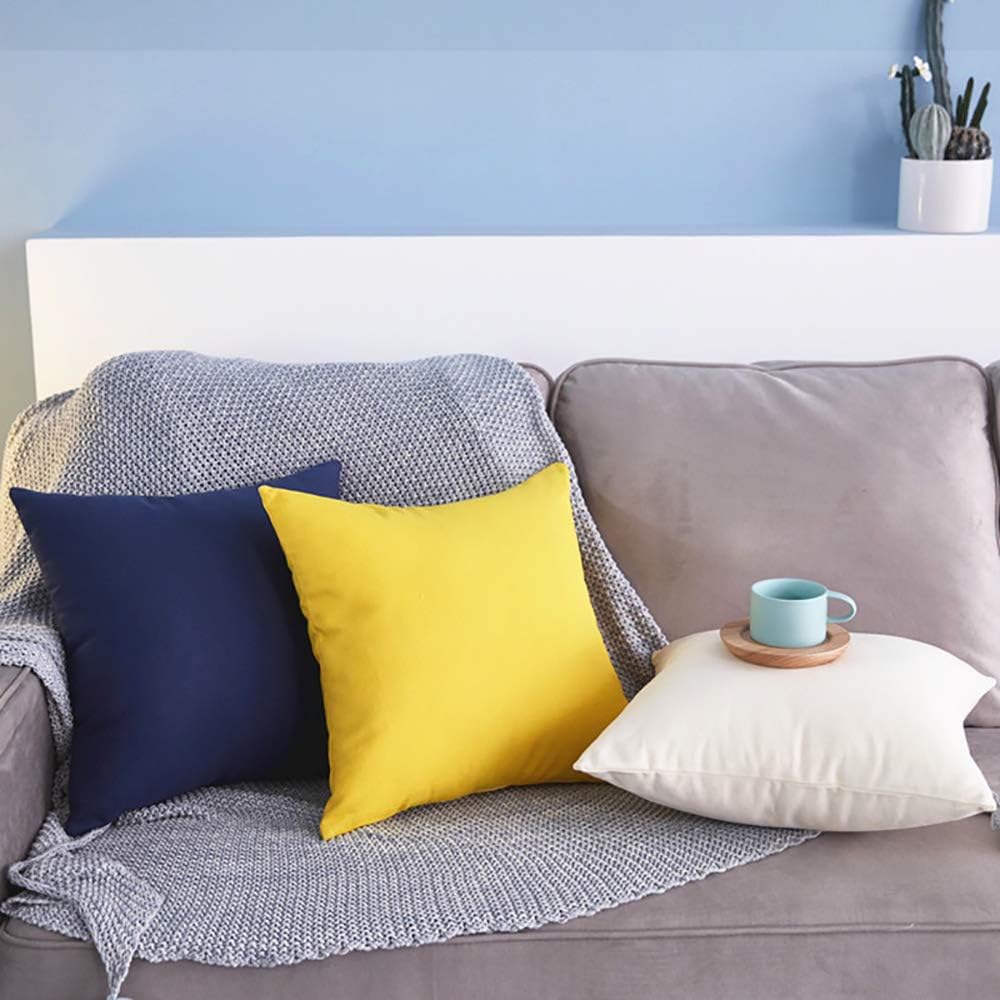 Thmyo 4-Pack 100% Cotton Comfortable Solid Decorative Throw Pillow Case Square Cushion Cover Pillowcase Sublimation Blank Pillow Covers Christmas DIY Throw Pillowcase(20x20inch/50x50cm,Midnight Blue)