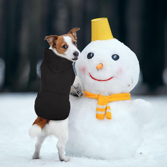 Dog Sweaters,Dog Hoodie,Cozy Fleece Interior Sweatshirt with Hood & Pocket,Leash Hole,Pet Clothes Sweater for Small,Medium,and Large Dogs,Black&XL