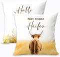 2 Pcs Highland Western Cow Decor Throw Pillow Cases, Farm Square Decorative Pillow Cover, Linen Decorations Cushion Case for Sofa Couch for Couch Sofa Bed Bedroom Living Room Office Home Decor