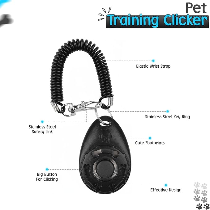 Gentle Leader for Dogs + 2X Dog Training Clicker – Gentle Leader with Quick-Snap Neck Strap & Nose Loop – Bonus Clickers with Wrist Strap for Obedience & Leash Training