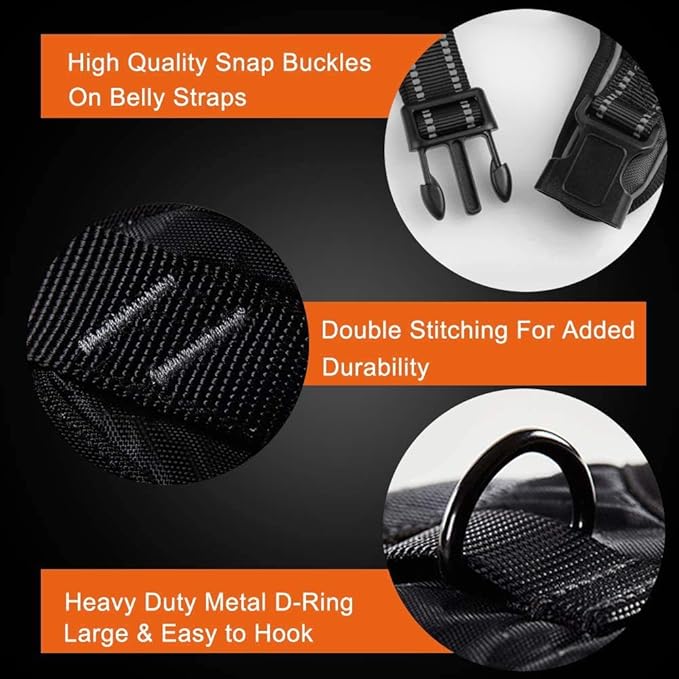 PHOEPET No Pull Dog Harnesses for Small Puppies Reflective Adjustable Front Clip Vest with 2 Metal Leash Attachment Hooks Soft Handle [Over The Head Design](L, Royal Blue)