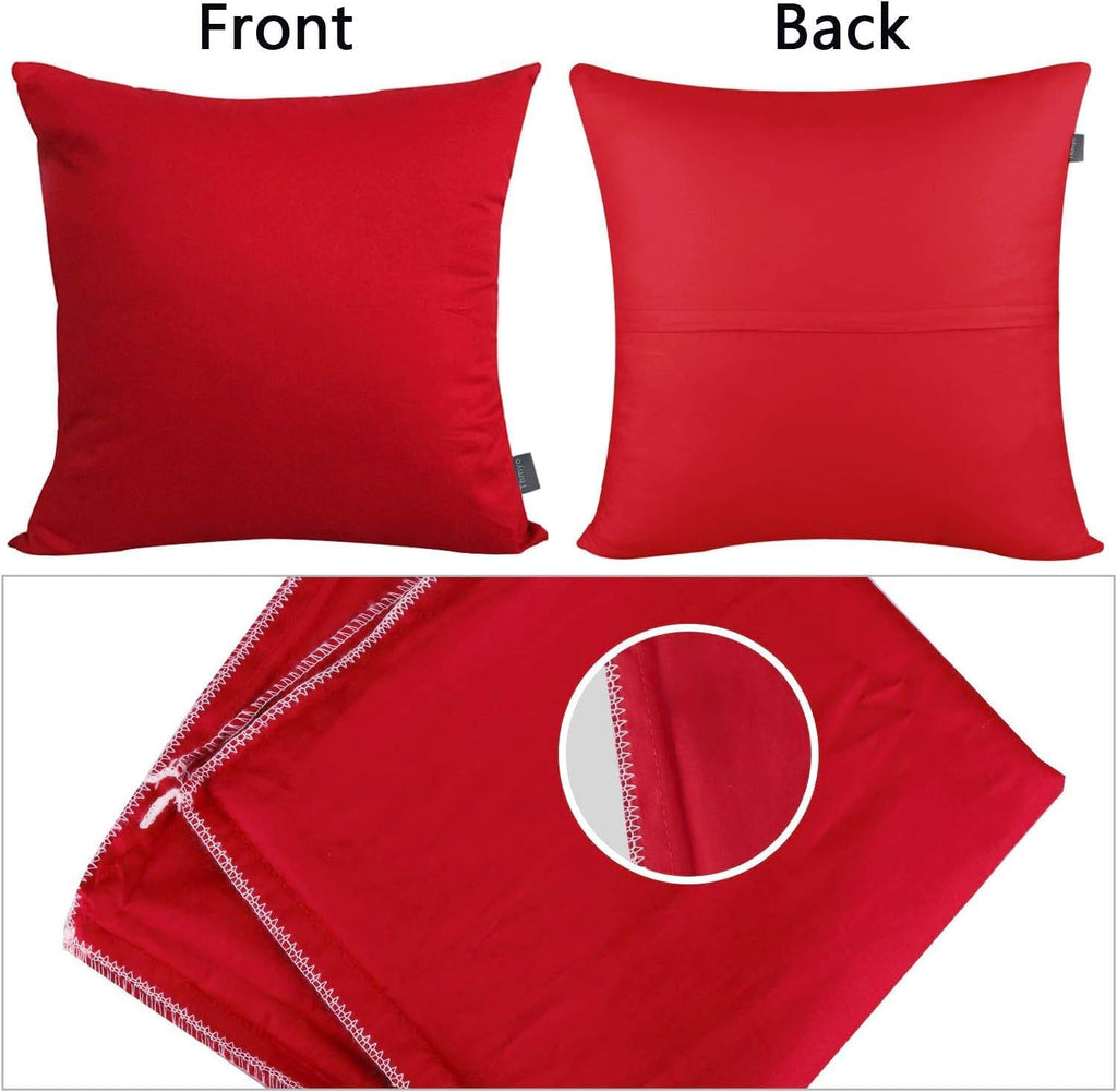 Thmyo 4-Pack 100% Cotton Comfortable Solid Decorative Throw Pillow Case Square Cushion Cover Pillowcase Sublimation Blank Pillow Covers DIY Throw Pillowcase for Couch Sofa(22x22 inch/ 55x55cm,Red)