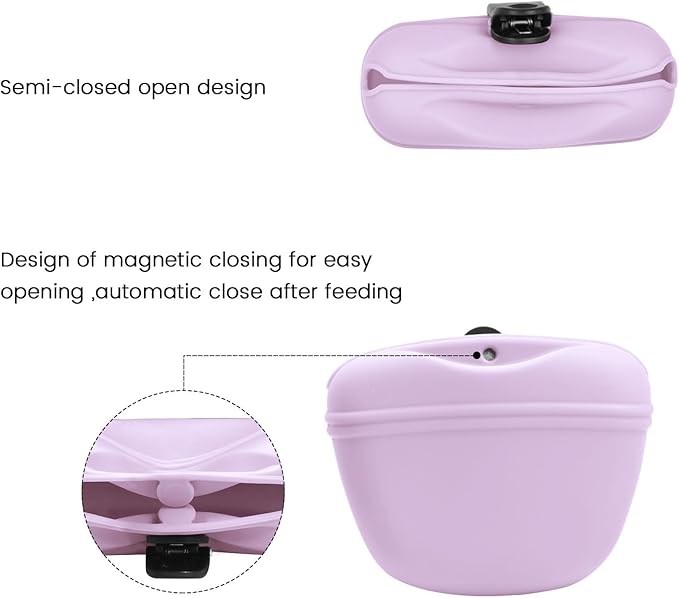 AUDWUD Silicone Dog Treat Pouch,With Dog Training Clicker,Clip on Portable Training Container,Convenient Magnetic Buckle Closing and Waist Clip