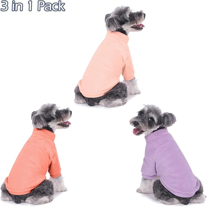 Dog Sweater, 3 Pack Dog Sweaters for Small Dogs Girl Boy, Ultra Soft Warm Puppy Clothes Dog Coat for Winter (Rose+Lt Pink+Lt Purple, Medium)
