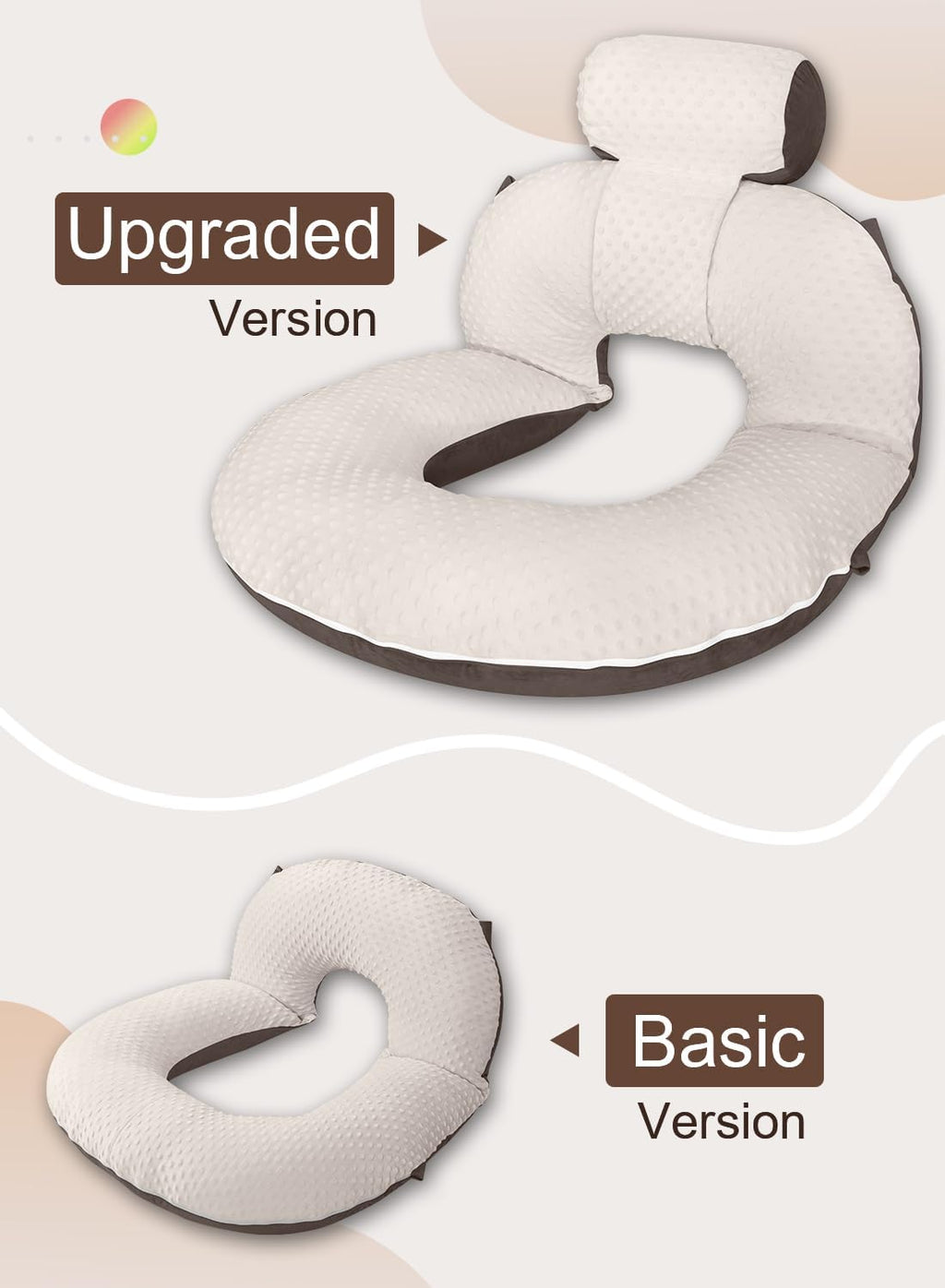 INSEN Reading Pillow, Back Pillow for Sitting in Bed and Couch, Gaming Pillow for Adults, Sit Up Support for Bed (Dot Velvet-Brown, Upgraded)