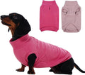 ‌IECOii 2 Pack Fleece Dog Sweater Pullover for Weiner, Cozy Stretchy Thermal Winter Clothes for Medium Breeds with Leash Hole, Soft Pet Hoodie for Indoor & Outdoor (Size L, Rose Red & Dusty Pink)