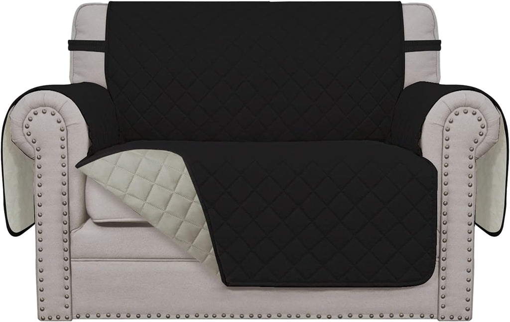 Easy-Going Oversized Chair Sofa Slipcover Reversible Sofa Cover Water Resistant Couch Cover Furniture Protector Cover with Elastic Straps for Pets Dog (Oversized Chair, Black/Beige)