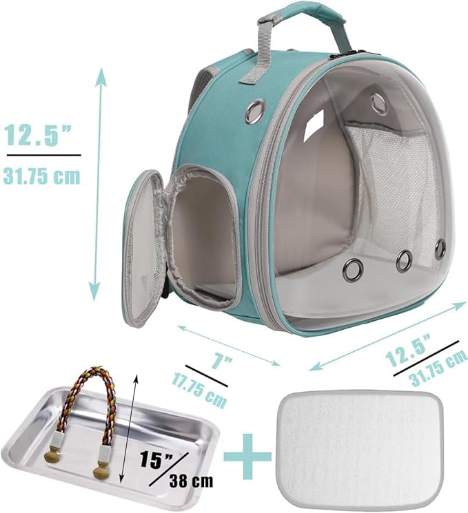 Small Bird Travel Backpack Carrier Cage, Backpack to Transport Backpack Carrier with Metal Tray Stand Perch for Parakeet Cockatiel Budgies Vet Carry Book Bag