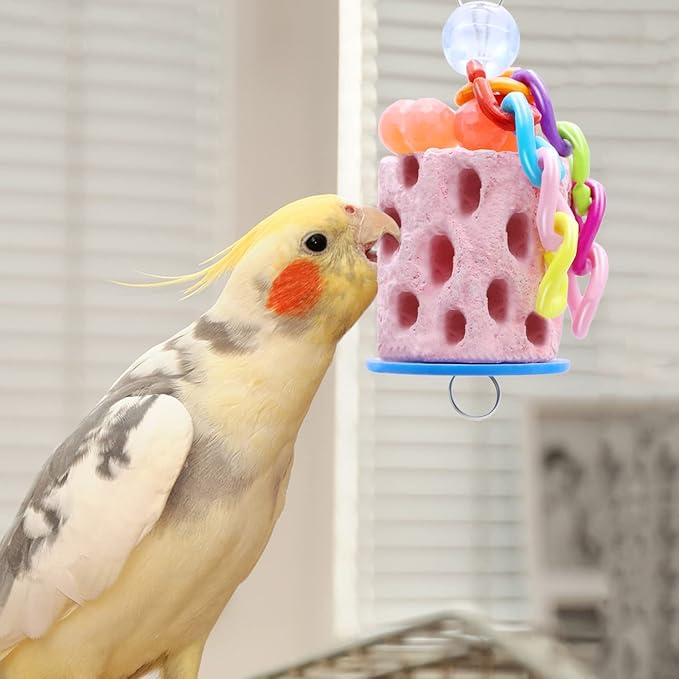 Bird Beak Grinding Parakeet Treats Bird Calcium Chewing Toy for Budgies Parakeet Cockatiel Conure Hamster (Random Color) (Small (2 pcs))