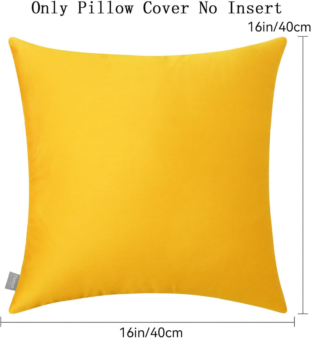 4-Pack 100% Cotton Comfortable Solid Decorative Throw Pillow Case,Thmyo Square Cushion Cover Pillowcase Sublimation Blank Pillow Covers DIY Throw Pillowcase for Couch Sofa(16x16 inch/ 40x40cm,Yellow)