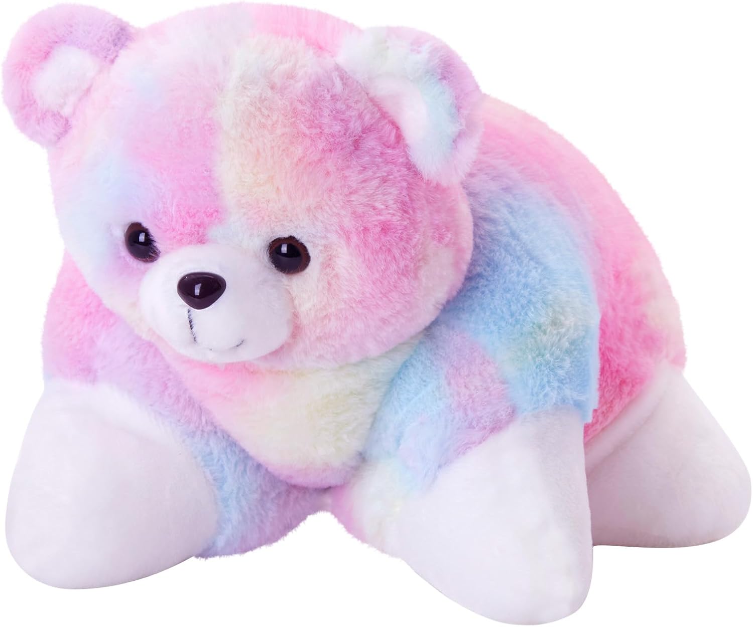 Glow Guards 15" Rainbow Teddy Bear Plush Pillow, Cute Stuffed Animal Soft Lovely Colorful Toy, Bedtime Sofa Decors, Christmas Birthday Children's Day Hoilday Gift for Toddler Kids