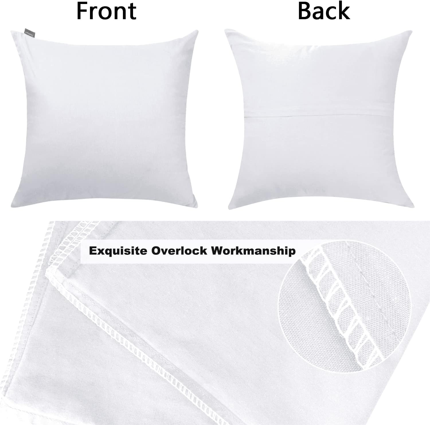 Thmyo 4-Pack 100% Cotton Comfortable Solid Decorative Throw Pillow Case Square Cushion Cover Pillowcase Sublimation Blank Pillow Covers Christmas DIY Throw Pillowcase for Sofa(26x26inch/66x66cm,White)