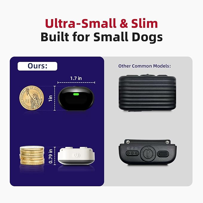 2025 Upgraded Ultra-Small Shock Collar, Ultra-Light & Thin Shock Collar for Small Dogs 5-15lbs, Ultra-Modern Design, 3 Training Modes-Beep, Vibration and Shock with Safety Lock, IPX7 Waterproof, Beige