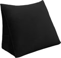 Wedge Headboard Pillow Dorm Room Reading Pillow Back Support for Sitting Up in Bed Bolster Lumbar Cushion Body Positioning Bedrest (Black, 24x8x20 in)