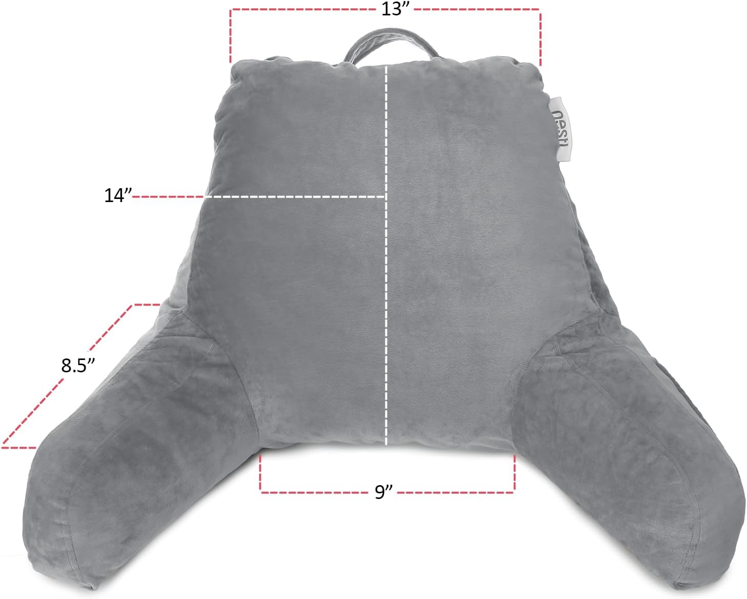 Nestl Reading Pillow for Kids & Teens with Shredded Memory Foam, Backrest Pillows for Reading, Watching, and Gaming, Use on The Couch, Bed, or Floor, Adjustable Support with Washable Cover Grey