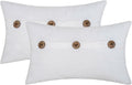 HWY 50 White Chenille Throw Pillow Covers 12x20 Inch with Triple Buttons, Soft Farmhouse Accent Decorative Cushion Cases for Couch Sofa Bed Living Room Pack of 2 Rectangle