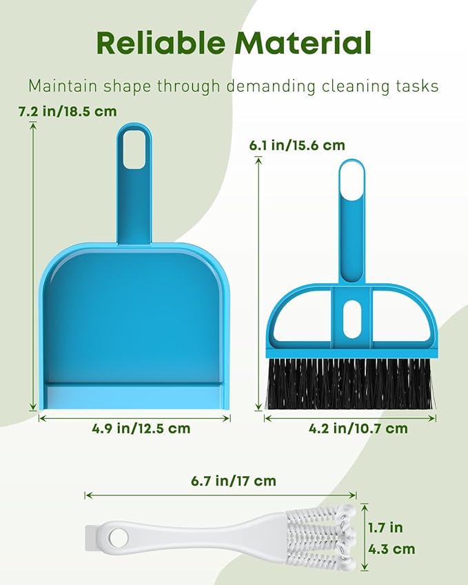 Pawfly 3 Pcs Bird Cage Cleaner Brush with Shovel, 2-in-1 Bird Cage Cleaning Brush Set, Bird Poop Remover for Perches, Kennels & Small Animal Cages, Bird Cage Accessories, Bird Droppings Removal Brush