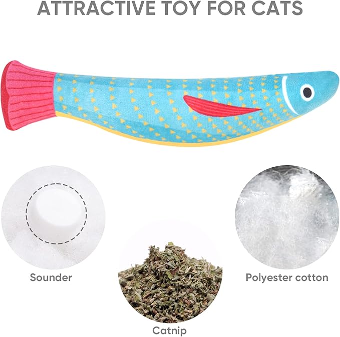 4Pcs Catnip Toy, Plush Cat Toys with Jingly Bell, Bite Resistant Chew Toys, Catnip Filled Cartoon Cat Teething Chew Toy for All Cats
