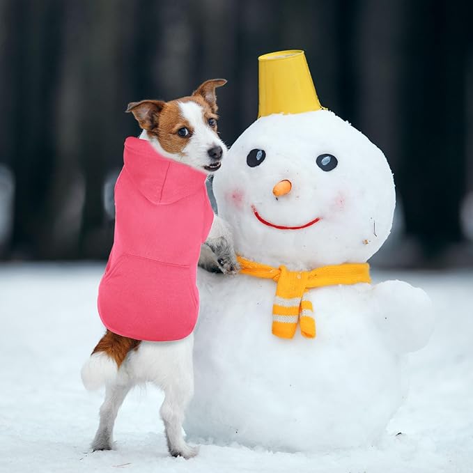 Dog Sweaters,Dog Hoodie,Cozy Fleece Interior Sweatshirt with Hood & Pocket,Leash Hole,Pet Clothes Sweater for Small,Medium,and Large Dogs,Pink&XL