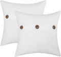 HWY 50 White Chenille Throw Pillow Covers 20x20 Inch with Triple Buttons, Soft Farmhouse Accent Decorative Cushion Cases for Couch Sofa Bed Living Room Pack of 2