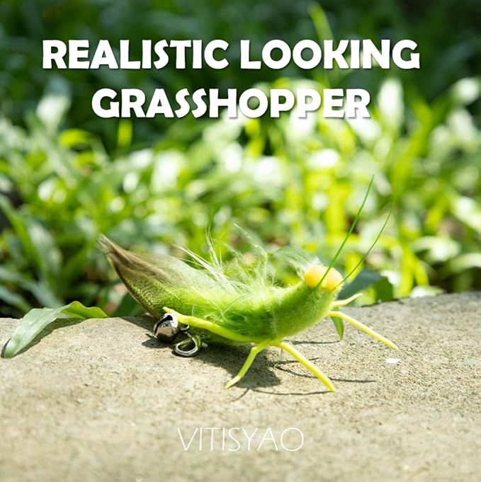 Cat Insect Feather Toys Replacement - 2 Pcs Handmade Natural Grasshopper - Cat Toy Wand Refills - Interactive Kitten Teaser Wand Attachments - Cat Toys for Indoor Cats Play