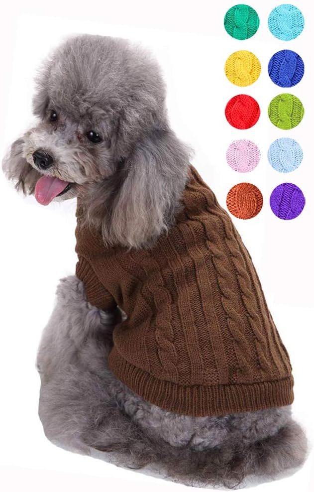 Dog Sweater for Small, Medium, Large Dogs - Warm Winter Turtleneck Pet Clothes for Girls Boys Puppy Cat - Cute Classic Christmas Coat